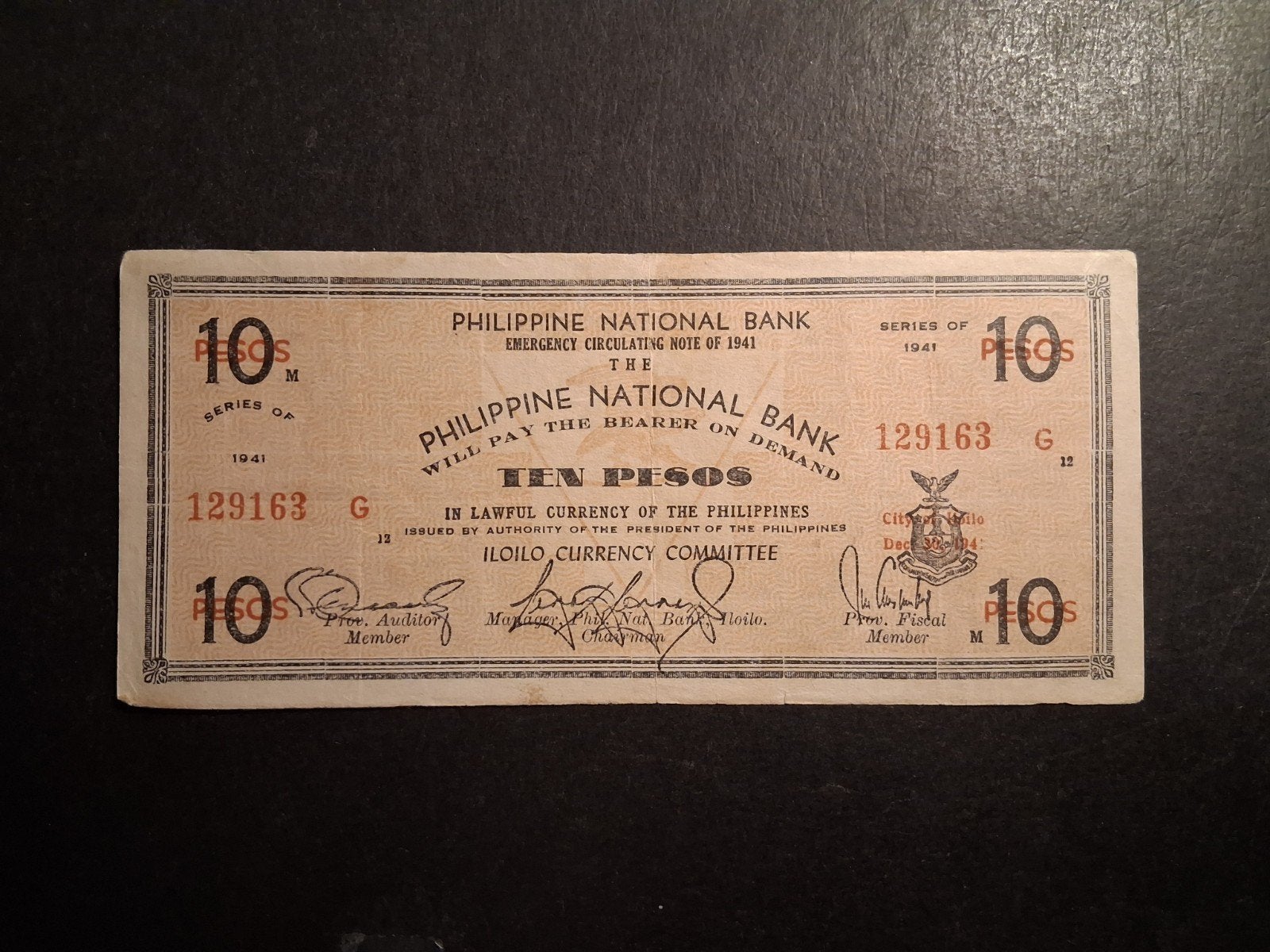 10 pesos philippines-Iloilo 1941, Ophalen of Verzenden, Zuidoost-Azië, Los biljet