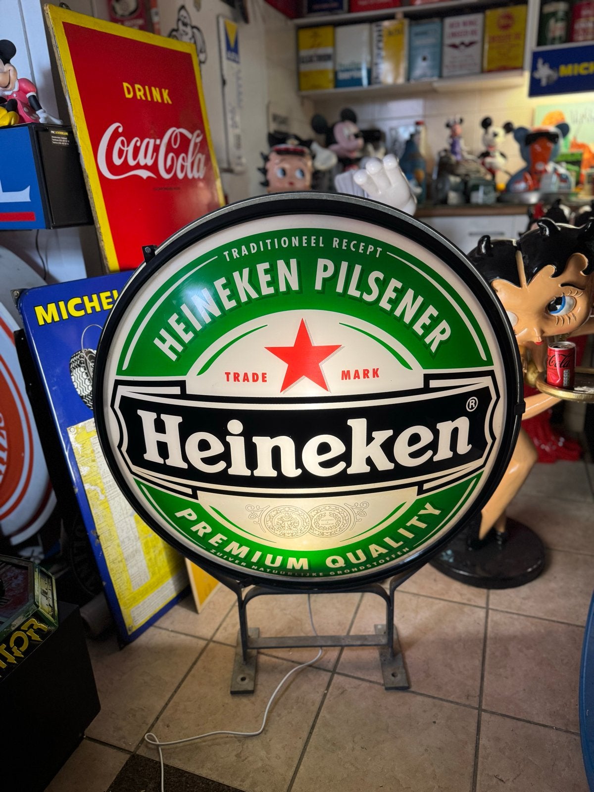 Heineken Pilsener Lichtbak - Vintage Reclamebord, Ophalen, Gebruikt, ., Lichtbak of (neon) lamp