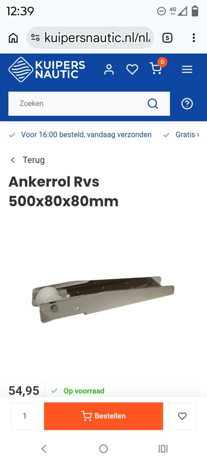 ankerrol rvs, Watersport en Boten, Ophalen of Verzenden, Zo goed als nieuw, Zeilboot of Motorboot