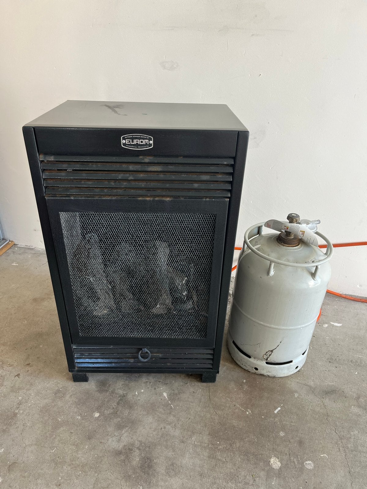 Eurom outdoor veranda heater (6kw) uit 2020 incl gasfles, Ophalen, Gebruikt, Vrijstaande haard, Gashaard