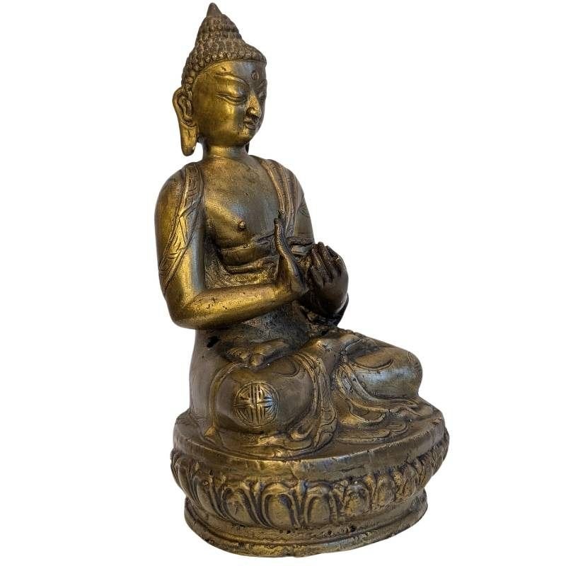 Antique Sino-Tibetan Bronze Buddha –Dharmachakra Mudra – 123, Gebruikt, 20 cm, Ophalen of Verzenden, Goud