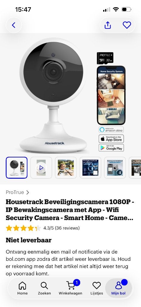Housetrack Beveiligingscamera - Nieuw in doos, Ophalen of Verzenden, Nieuw, Binnencamera