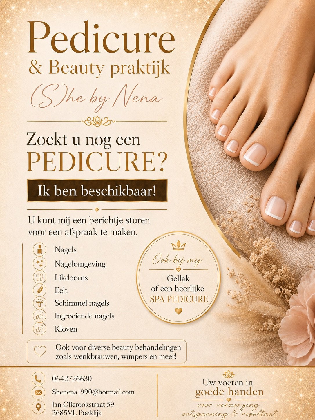 Professionele voetverzorging- poeldijk ( ook ambulant ), Diensten en Vakmensen, Schoonheidsspecialisten | Pedicure, Komt aan huis