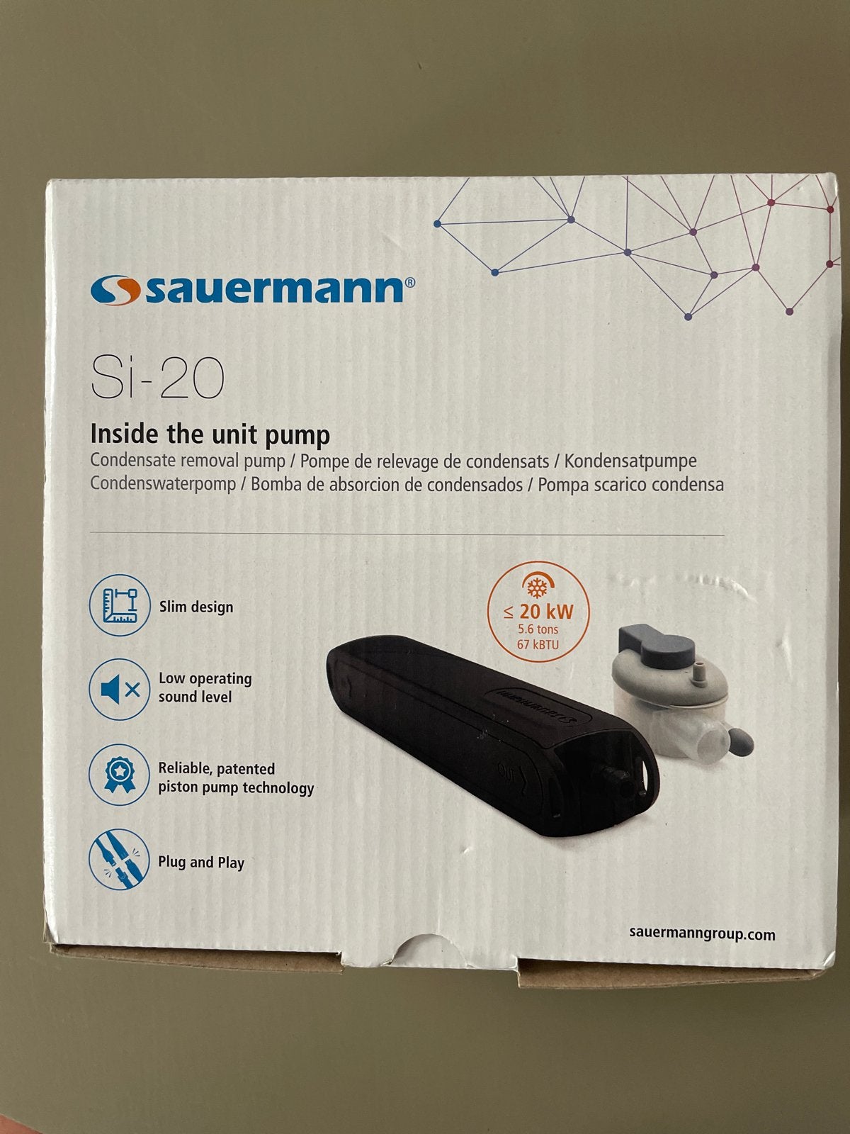 Sauermann Si-20 Condenswaterpomp voor airconditioning, Witgoed en Apparatuur, Minder dan 60 m³, Nieuw, 3 snelheden of meer, Ophalen of Verzenden