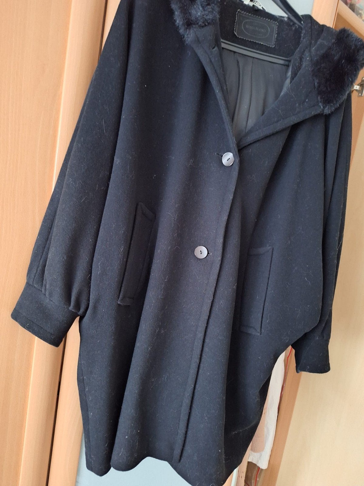 wollen damesjas, Kleding | Dames, Jassen | Winter, Ophalen of Verzenden, Gedragen, Maat 42/44 (L), Zwart