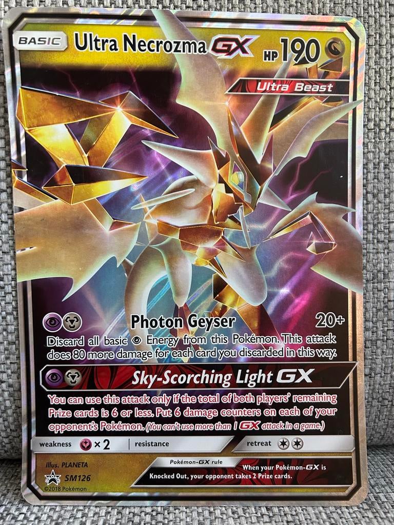 Pokémon Kaart: Ultra Necrozma GX SM126 - Foil Jumbo kaart, Ophalen of Verzenden, Zo goed als nieuw, Losse kaart, Foil