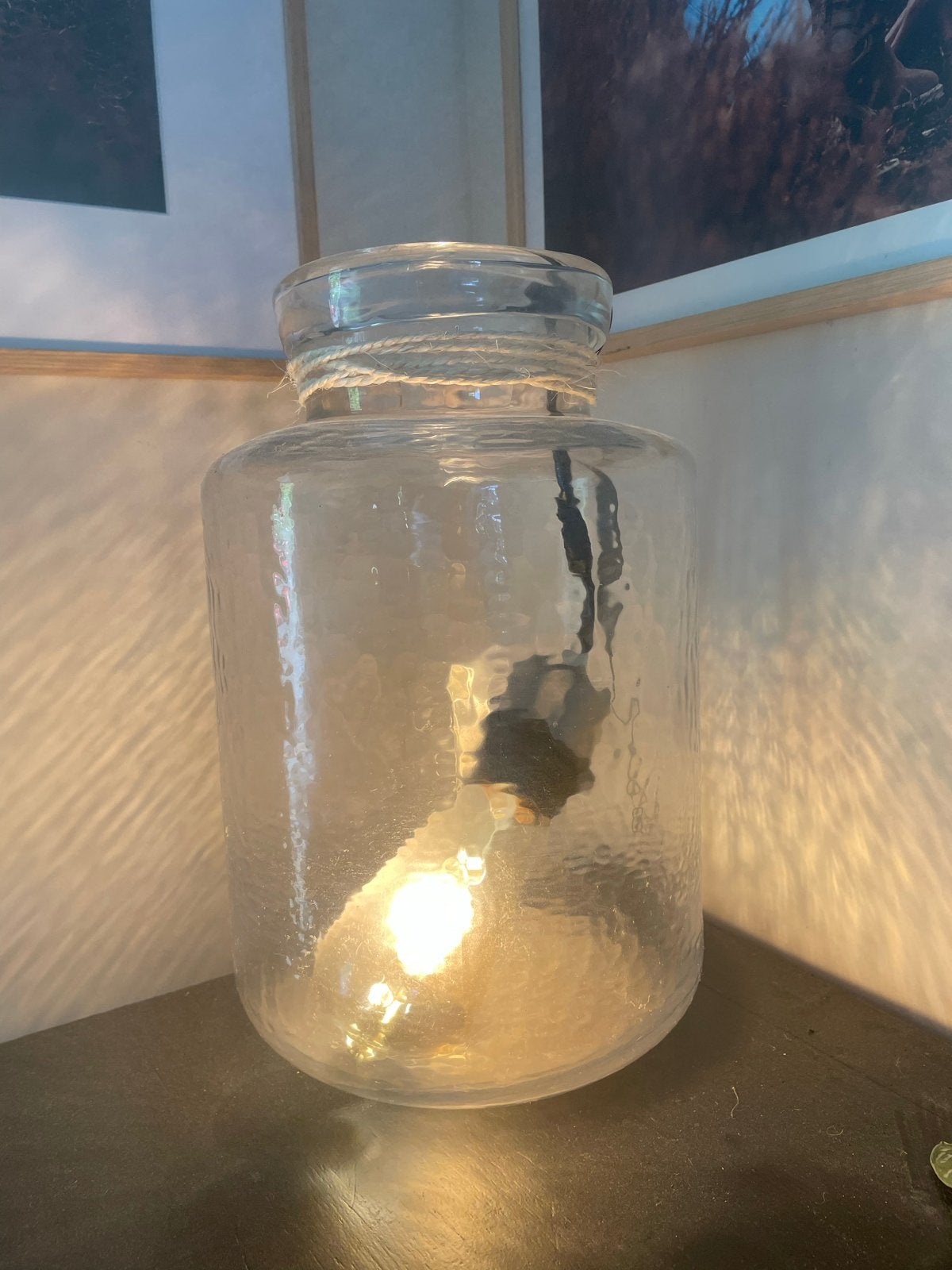 Leuke glazen tafellamp - Hoogte 31 cm, Ophalen, Gebruikt, Glas, Sfeerlamp