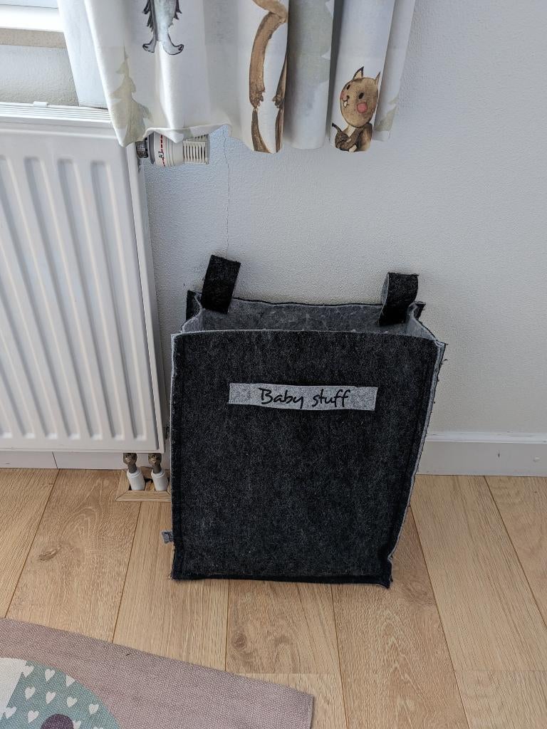 Jollein boxzak speelgoedtas van vilt 'Baby stuff' antraciet, Ophalen of Verzenden, Zo goed als nieuw, Overige typen