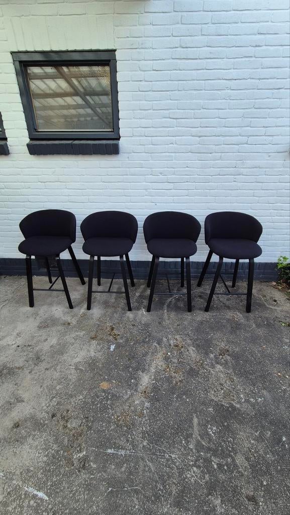 Set van 4 Arco barstoelen - Zwart, Ophalen, Gebruikt, Met voetsteun, 60 tot 90 cm