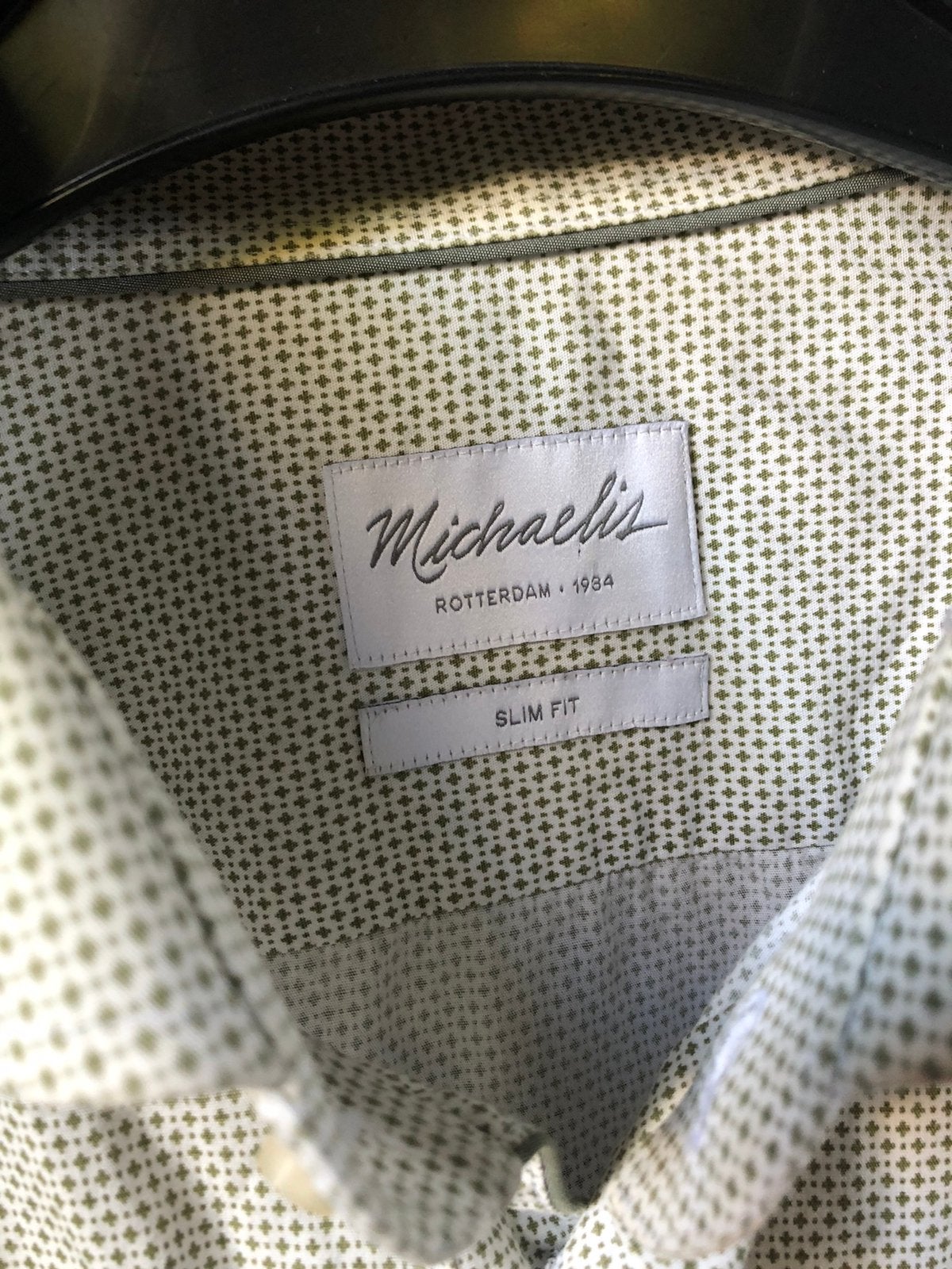 Michaelis Slim Fit overhemd L 41 lichtgrijs microdessin, Kleding | Heren, Ophalen of Verzenden, Zo goed als nieuw, Grijs, Halswijdte 41/42 (L)