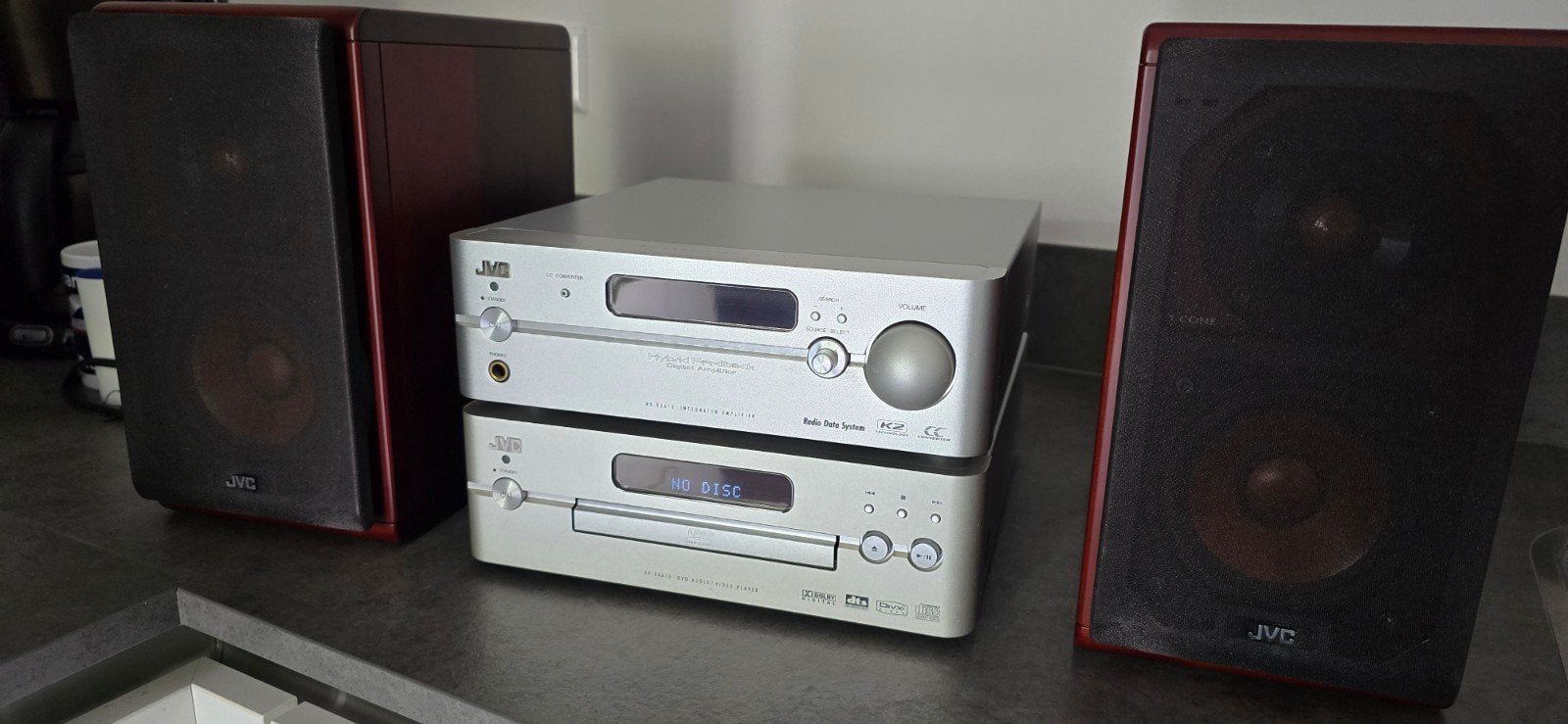 JVC EX-A10 "Woodcone" met defect display, Audio, Tv en Foto, Stereo-sets, Ophalen of Verzenden, Speakers, JVC