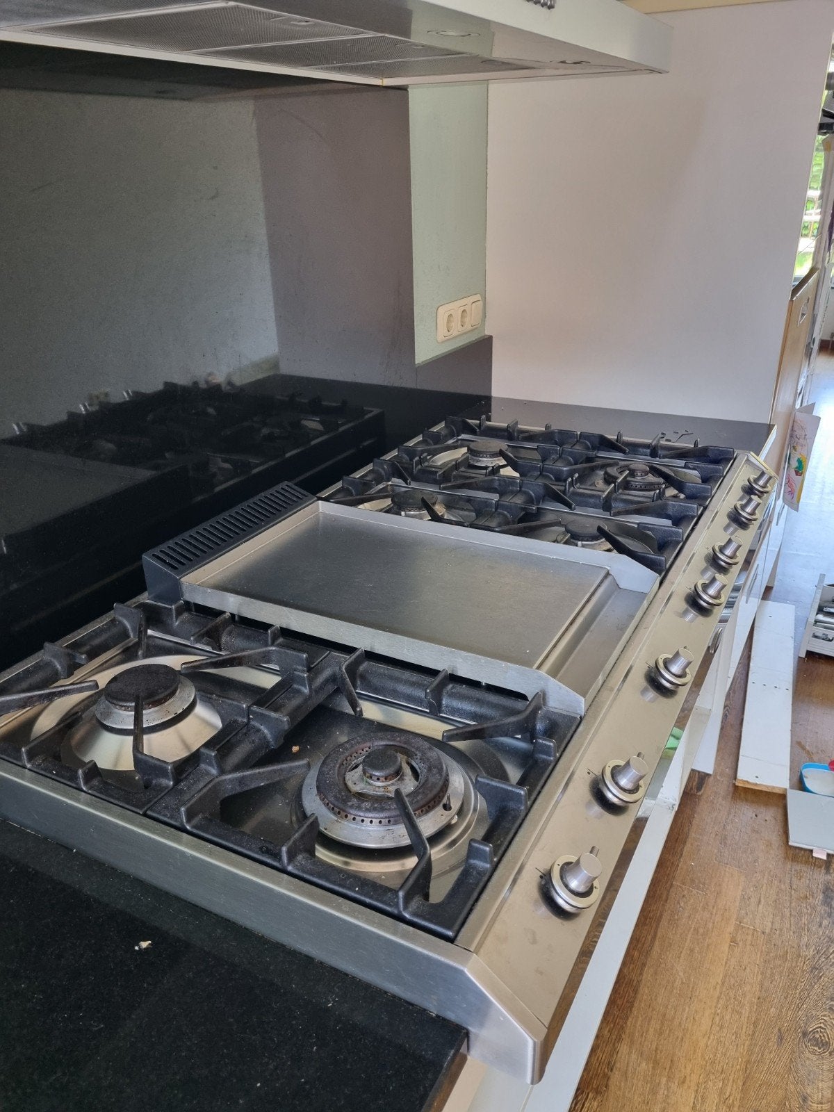 Luxe Boretti Gaskookplaat 120 cm met Frytop (Bakplaat) (RVS), Ophalen, Gebruikt, 60 cm of meer, Gas