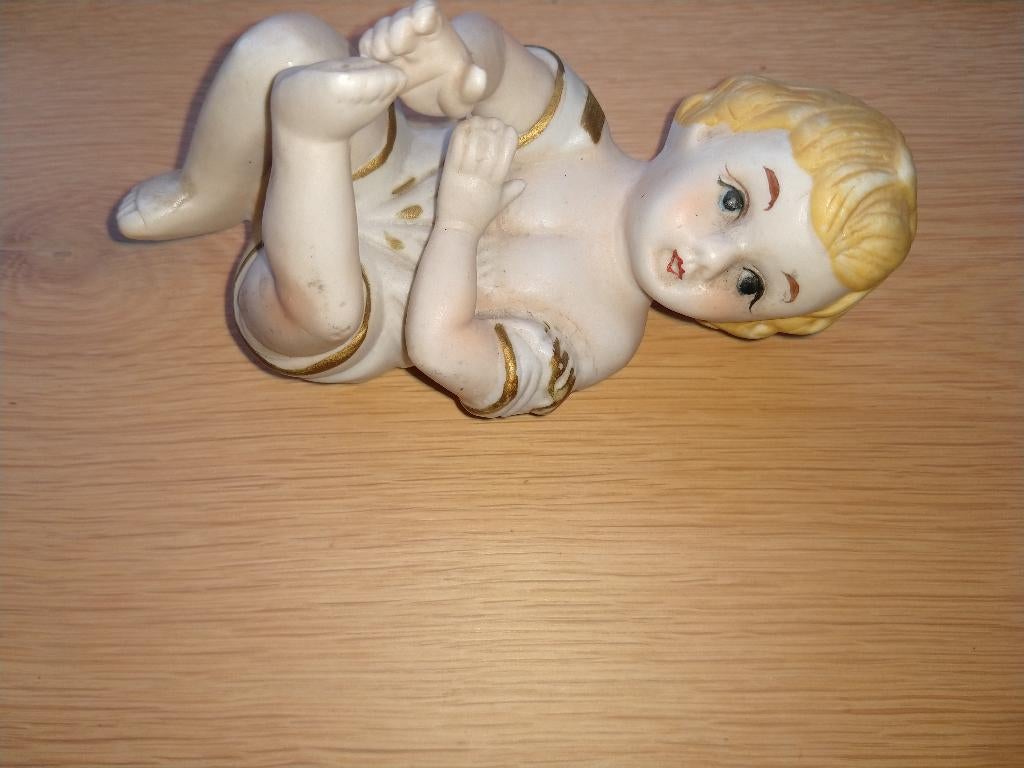 Piano baby liggend porseleinen biscuit popje. Ik heb meerder, Ophalen of Verzenden