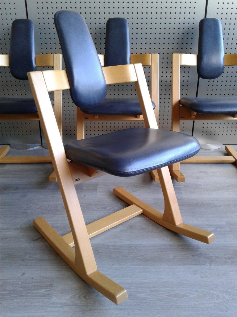 Set van 4x Stokke (Variér) Pendulum (Blauw Leder), Prachtig!, Blauw, Hout, Ophalen of Verzenden, Zo goed als nieuw