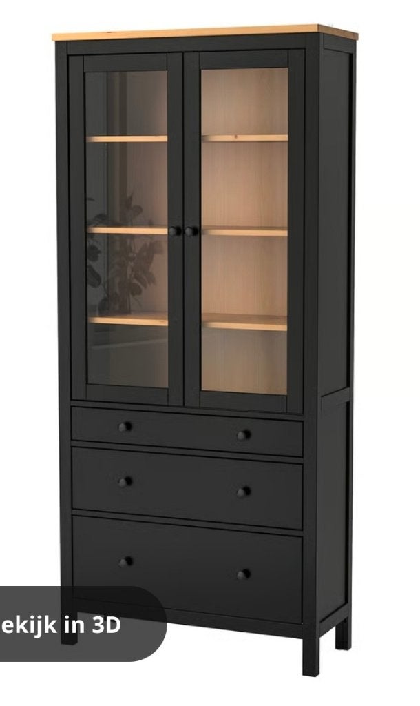 Deuren van HEMNES Vitrinekast IKEA, Ophalen, 100 tot 150 cm, Nieuw, Scandinavisch