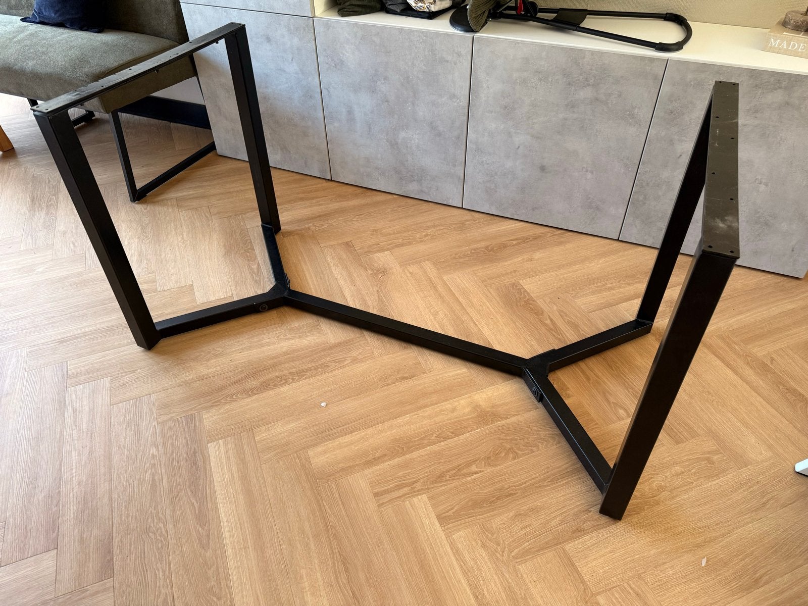 Zwarte metalen tafelpoot, 140x70x73cm, Ophalen, Tafelpoot, Gebruikt, 100 tot 150 cm