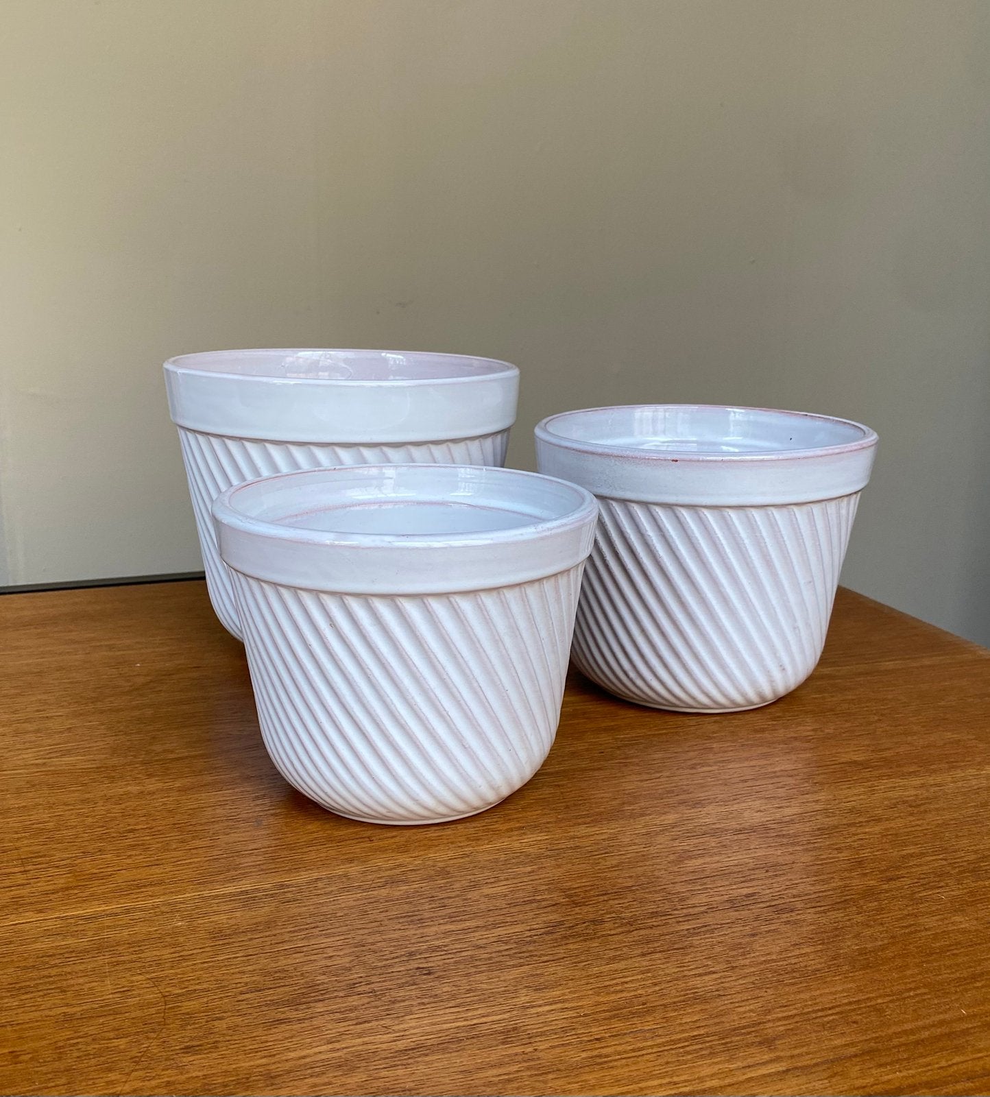 14 vintage Erica plantenpotten, Ophalen, Gebruikt, Rond, Aardewerk
