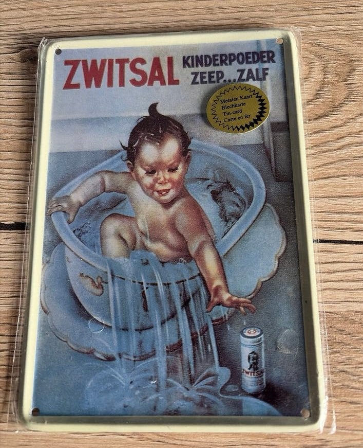 Vintage Zwitsal reclamebord - Emaille look, Ophalen of Verzenden