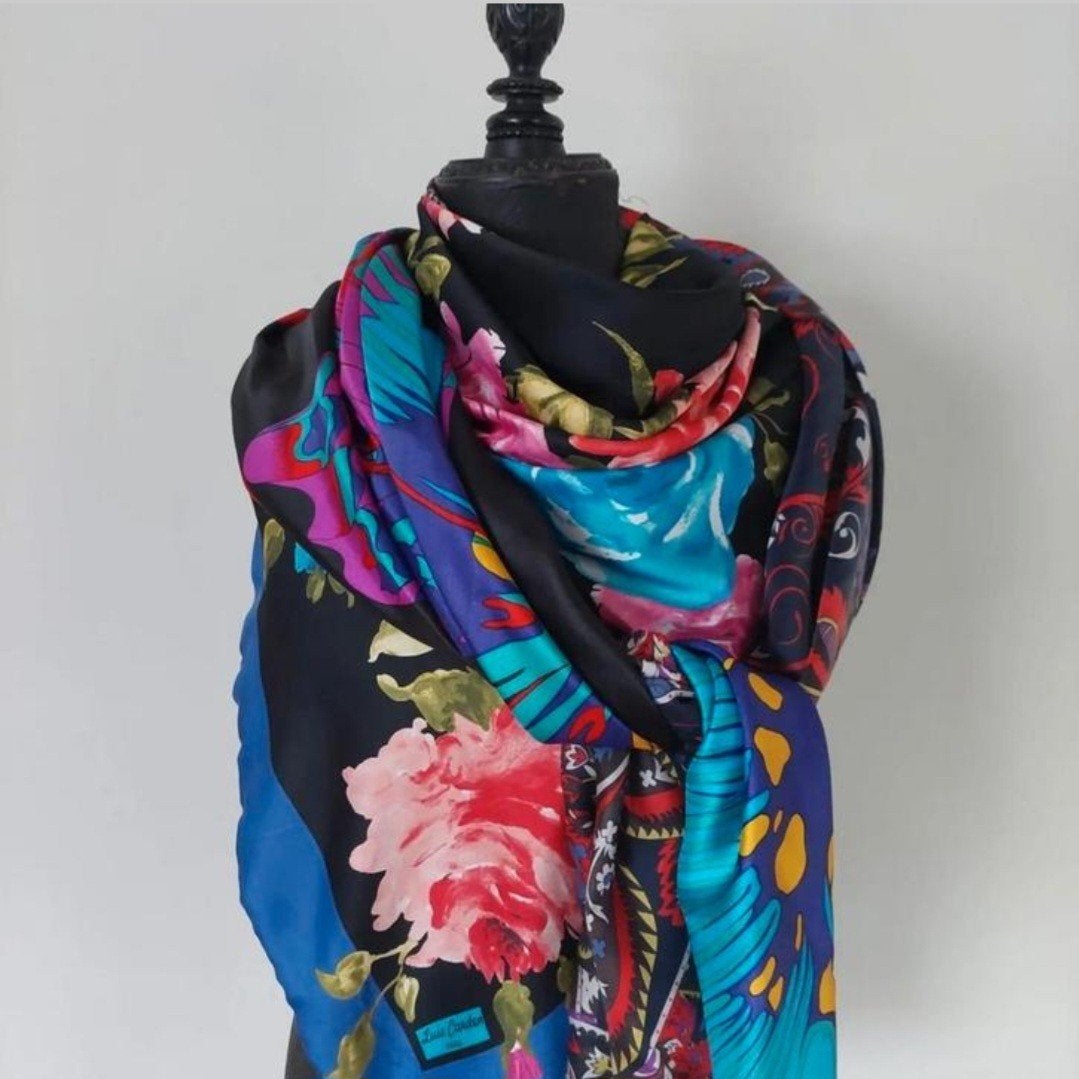 Shawl Omslagdoek Handmade Mucho Gusto style XL, 100 % zijde, Kleding | Dames, Mutsen, Sjaals en Handschoenen, Ophalen of Verzenden