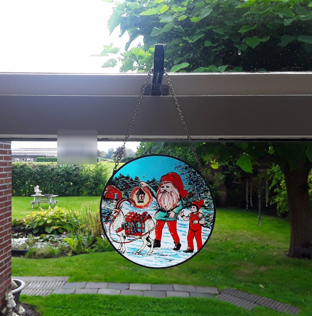 Vintage - retro raamhanger kerst - tiffany-glas-effect, Ophalen of Verzenden, Gebruikt