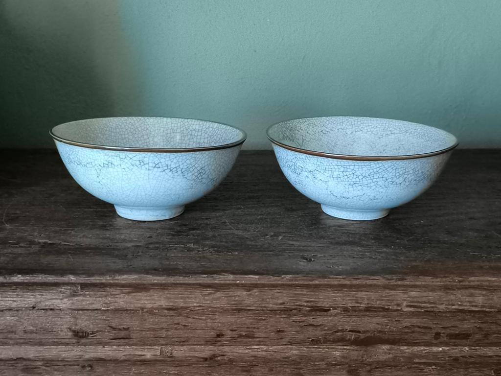 Chinees porselein crackel celadon schalen 2x, Ophalen of Verzenden