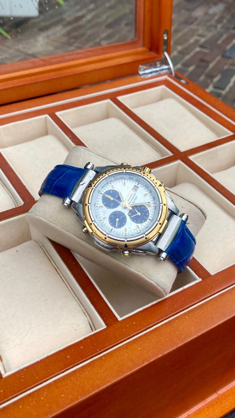 Seiko SQ 100 Chronographe Horloge in perfecte nieuwstaat, Ophalen, Zo goed als nieuw, Blauw, Jongen of Meisje