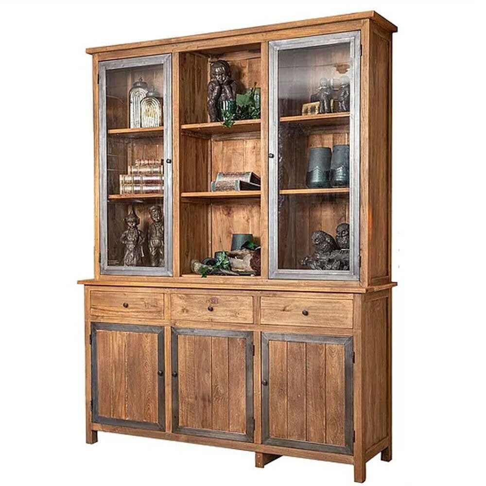 TEAK VITRINEKAST 160CM (winkelkast), Ophalen, 200 cm of meer, 150 tot 200 cm, Zo goed als nieuw