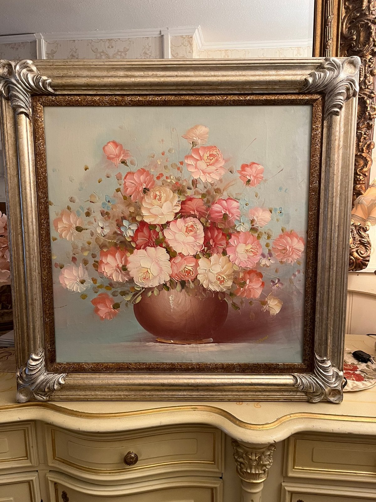 Prachtige groot olieverf bloemen schilderij, Antiek en Kunst, Ophalen of Verzenden