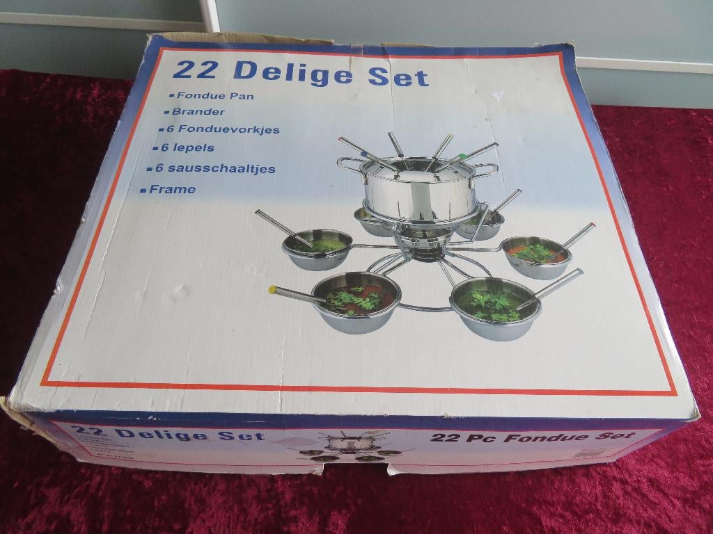 NIEUW FONDUE SET 22 Delig, Ophalen of Verzenden, Nieuw, Brander, Fondueset