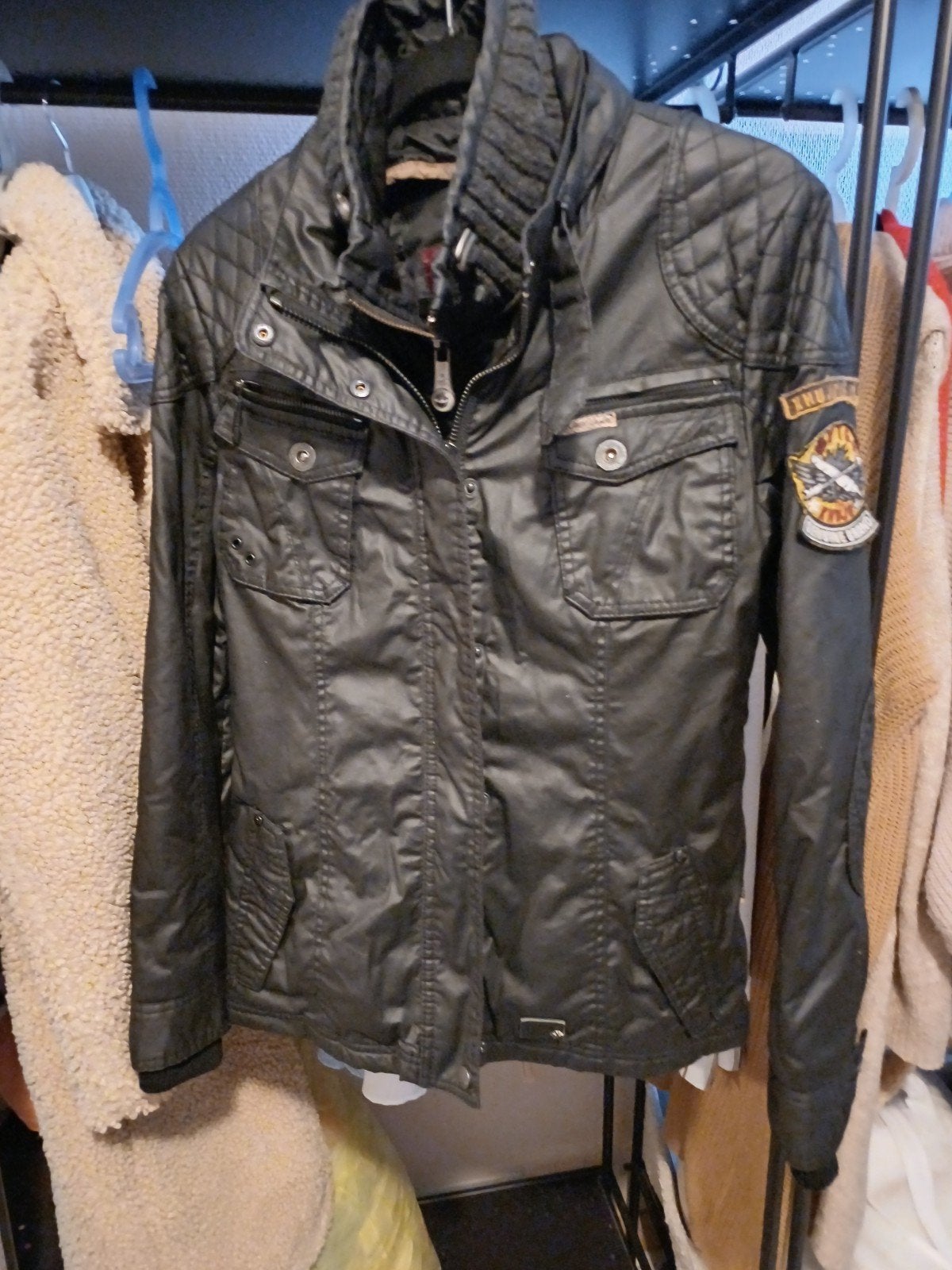 Biker dames winterjack zwart warme jas gratis  bij partij kl, Ophalen of Verzenden, Nieuw, Maat 38/40 (M), Zwart