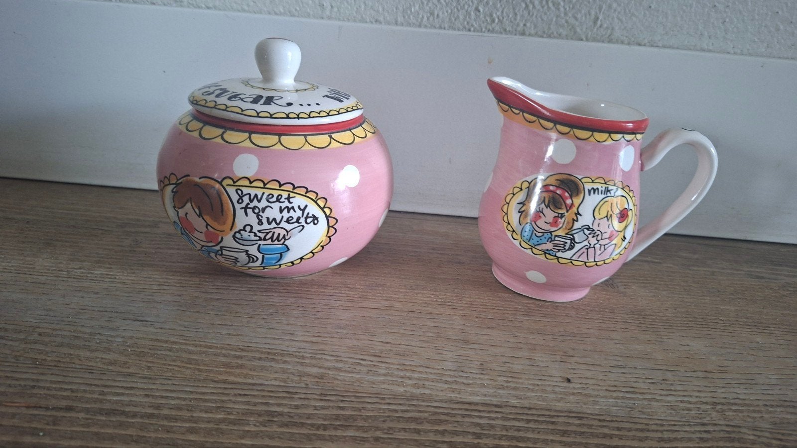 Blond Amsterdam Suikerpot en Melkkannetje, Gebruikt, Keramiek, Overige typen, Ophalen of Verzenden