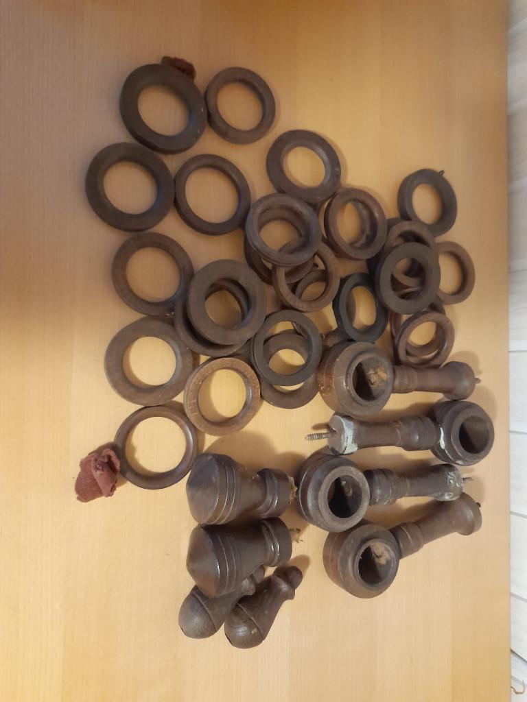 Antieke houten gordijnringen, Ophalen of Verzenden, Gebruikt, Hout, Minder dan 100 cm