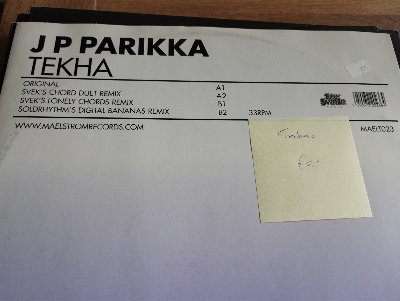 JP Parikka - Tekha (Techno 12" Vinyl), Cd's en Dvd's, Vinyl | Dance en House, Gebruikt, Ophalen of Verzenden, Techno, EP