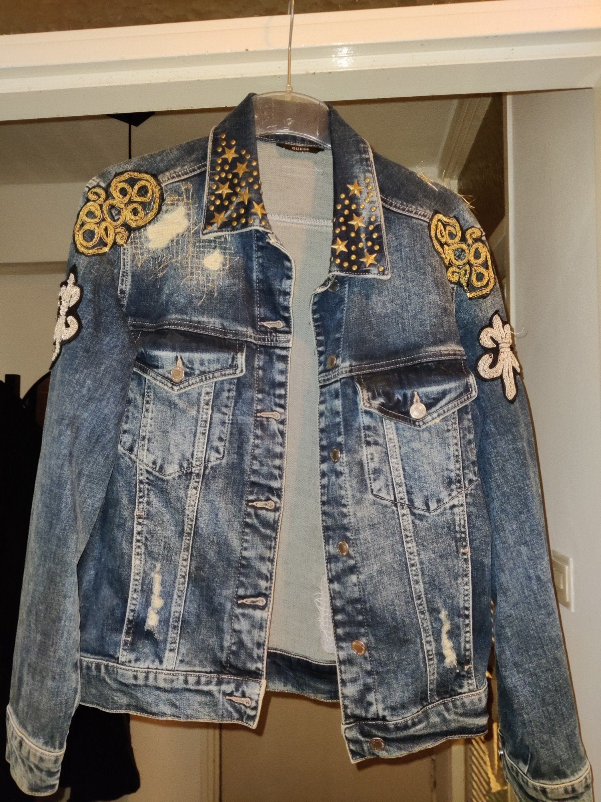 Guess jasje maat S M spijkerjack, Ophalen of Verzenden, Zo goed als nieuw, Maat 38/40 (M), Blauw