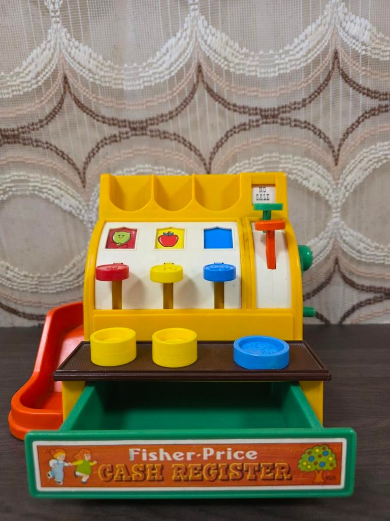 Vintage Fisher Price kassa met munten, Kinderen en Baby's, Speelgoed | Fisher-Price, Fisher price, ., Ophalen of Verzenden, Met geluid
