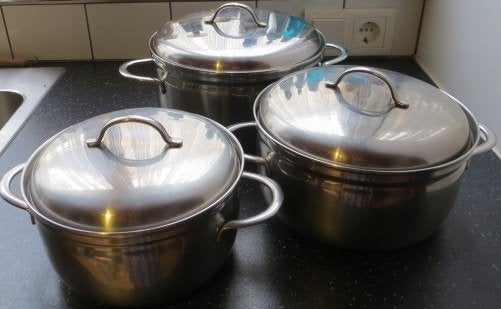 3 B.K. kookpannen RSV doorsnee 19 cm  21 cm 23 cm prima st, Huis en Inrichting, Keuken | Potten en Pannen, Gebruikt, BK, Ophalen of Verzenden