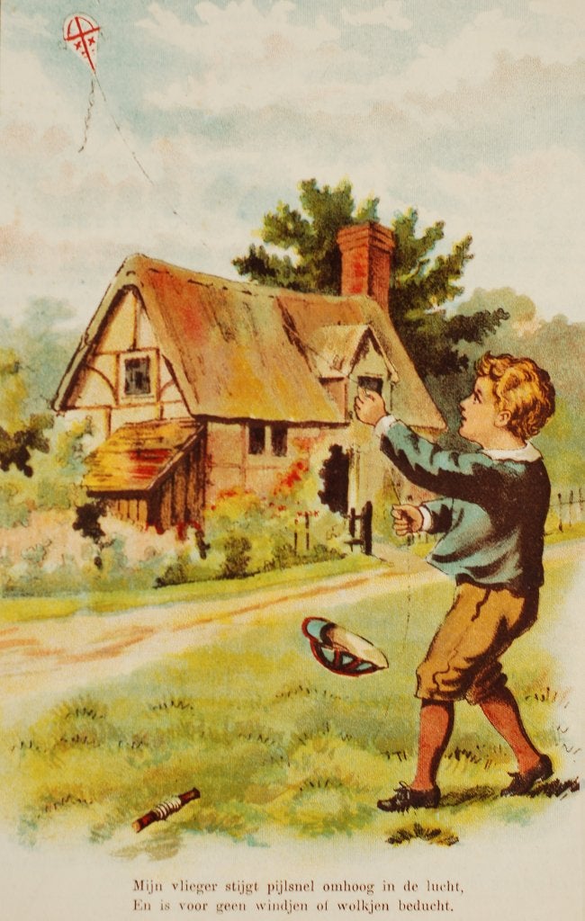 Vliegeren - Orignele antieke illustratie, Gebruikt, Verzenden, Voor 1940, Prent