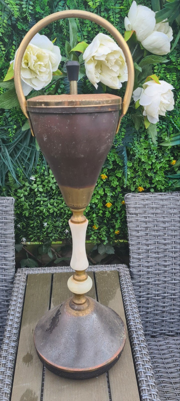 vintage staande asbak met marmeren poot, Verzamelen, Ophalen of Verzenden, Gebruikt, Asbak