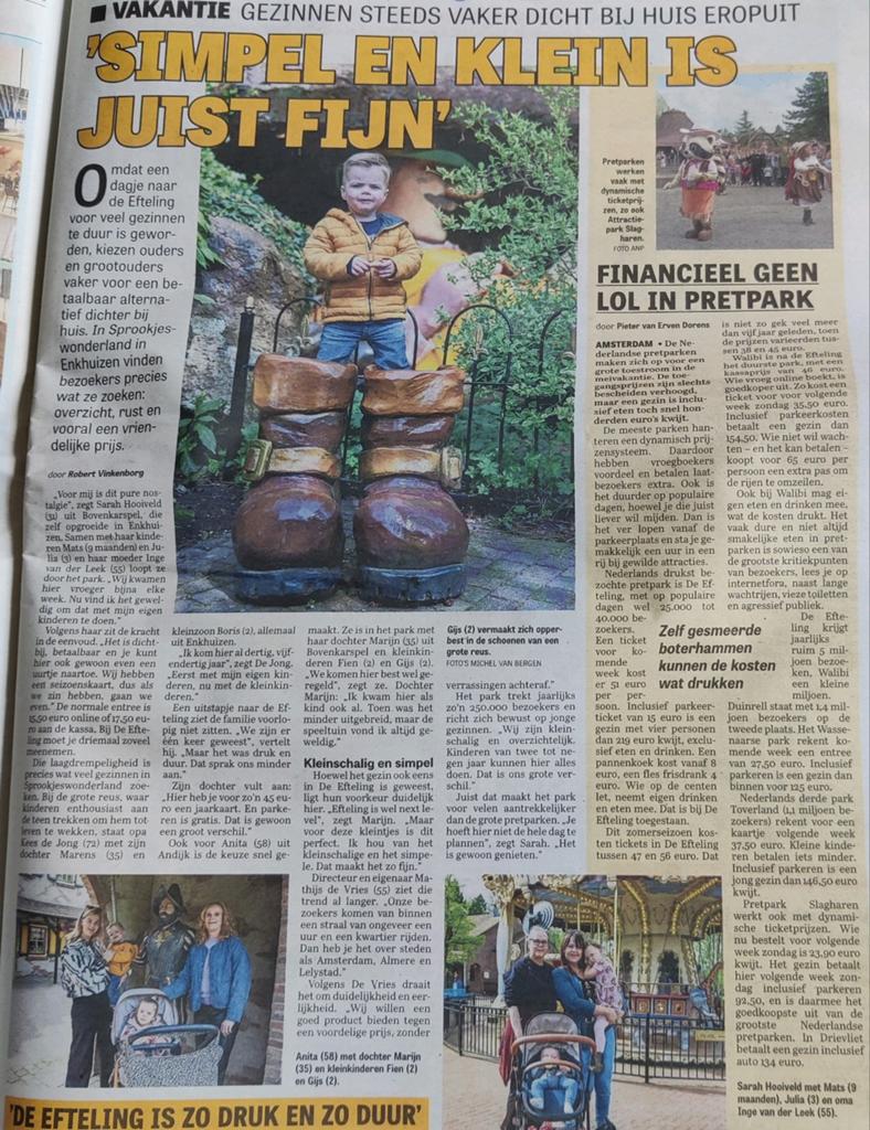 Sprookjes Wonderland / Efteling / Slagharen Krantenartikel, Verzamelen, Tijdschriften, Kranten en Knipsels, Knipsel(s), Nederland