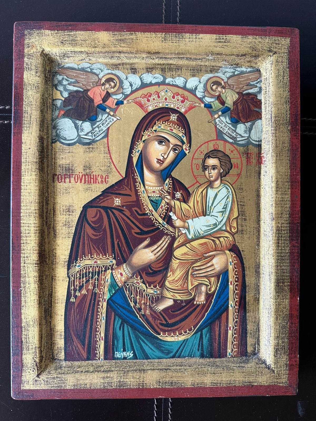 Handgeschilderd Byzantijns icoon van Moeder Gods, Ophalen