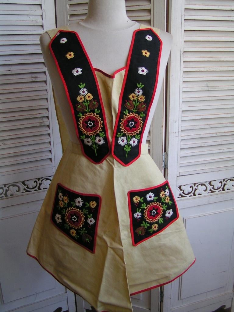nieuw handgeborduurd vintage schort nr XX 1011, Huis en Inrichting, Keuken | Textiel, Verzenden, Nieuw, Schort