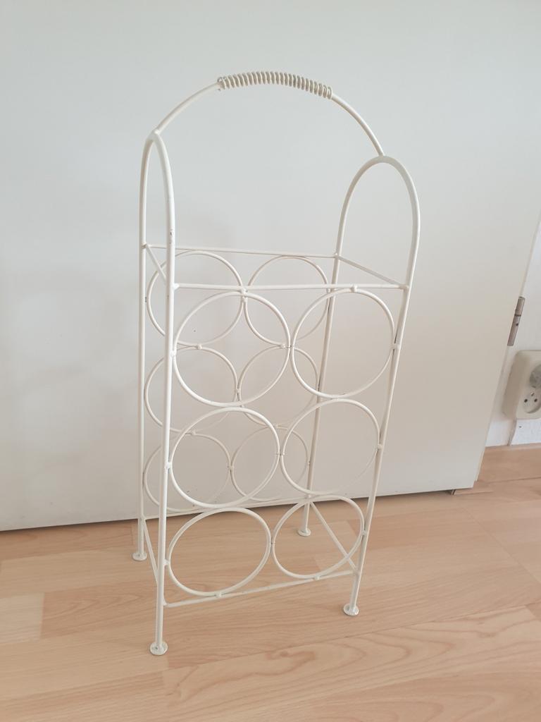 Wit metalen wijnrek voor 6 flessen, Ophalen, Metaal, Minder dan 50 cm, 5 tot 15 flessen