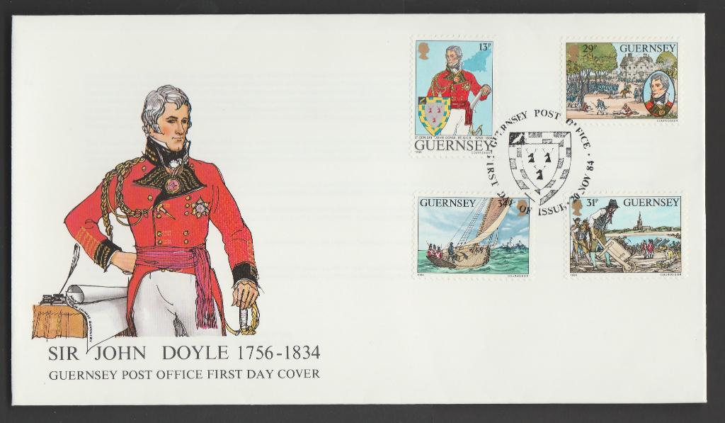 Guernsey - FDC Michelnr 310-313 - gouverneur Sir John Doyle, Verzenden, Postfris