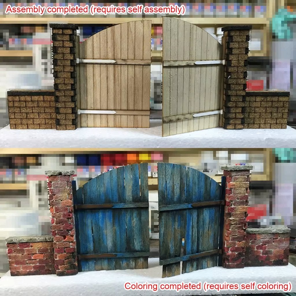 D-469,COR 1-35,DIORAMA,gebouw houten deuren ,dubbele deur, Ophalen of Verzenden, Gebruikt, 1:35 tot 1:50