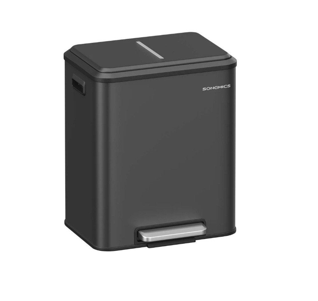 Songmics Pedaalemmer - Zwart - 2 x 15 Liter, Huis en Inrichting, Woonaccessoires | Prullenbakken, ....., Met pedaal, ....., .....