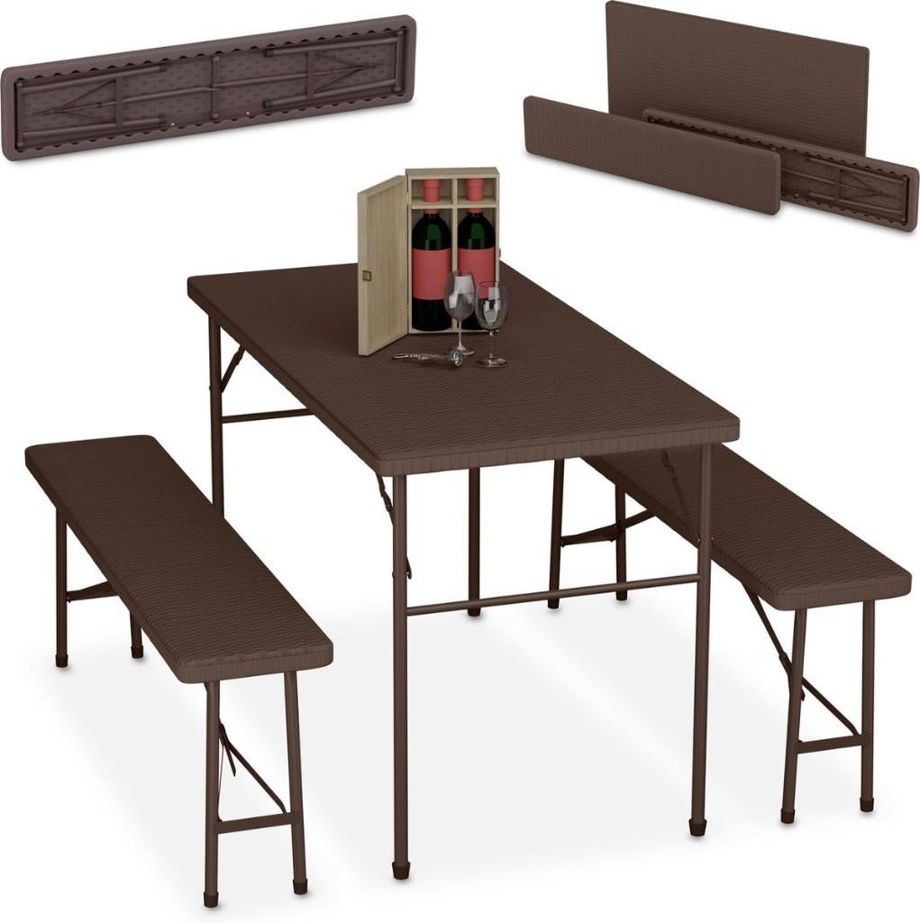 3-delige biertafel set rotanlook – NIEUW – 120x61 cm, Ophalen, Overige materialen, Xx, Nieuw
