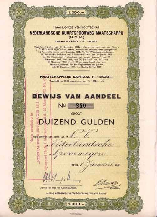 Nederlandsche Buurtspoorweg Maatschappij 1942, Verzamelen, Ophalen of Verzenden, Gebruikt, Tram, Kaart of Prent