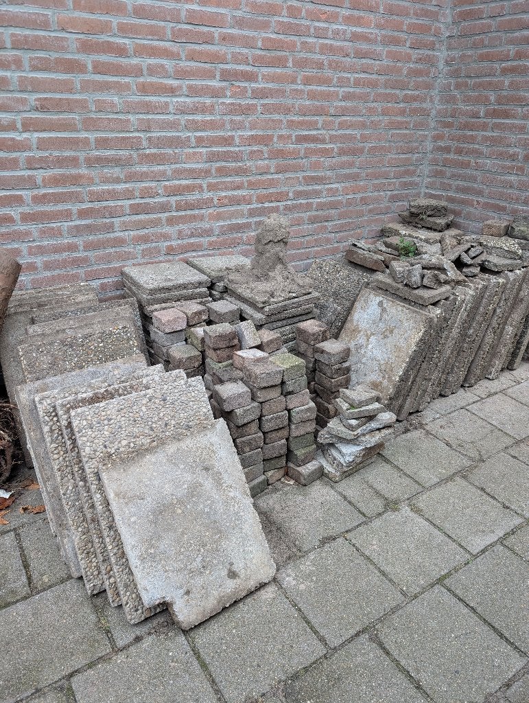 Gebruikte betontegels voor terras of pad, Ophalen, Gebruikt, 10 m² of meer, Beton