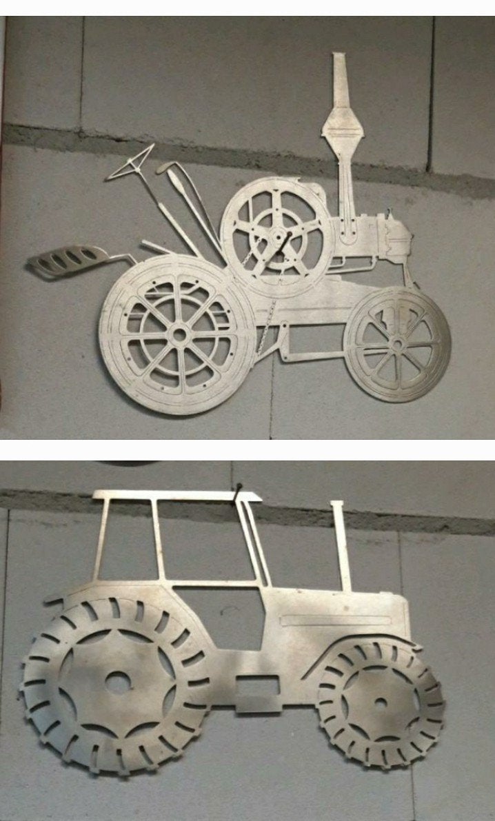 oltimer tractor.rvs muur decoratie'trekker, Ophalen of Verzenden