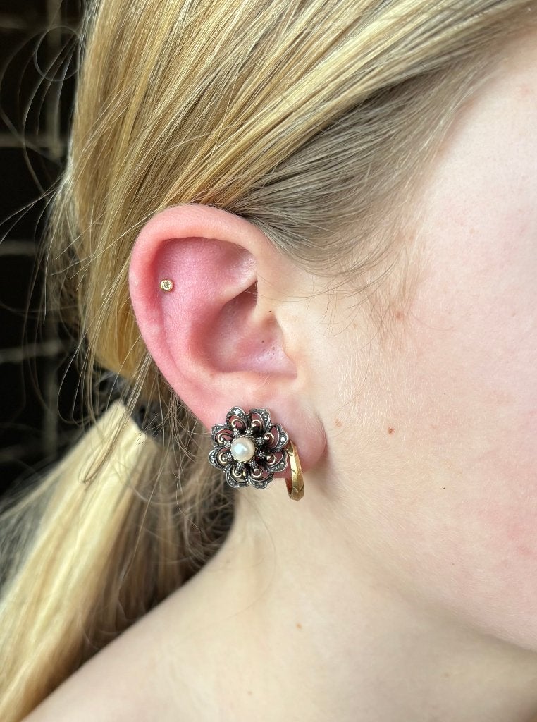 Diamanten zeer fraai set 18k oorbellen goud dame luxe antiek